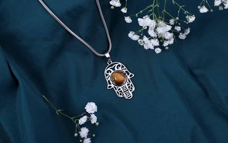 Tiger Eye Hamsa Pendant Tiger Eye Hamsa Pendant